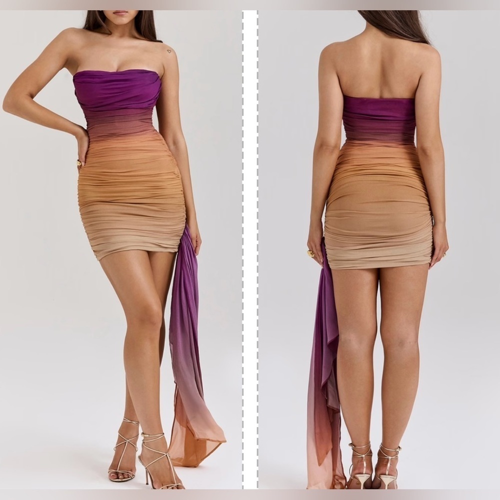NWOT House of CB Sofie OMBRE MESH STRAPLESS MINI DRESS sz XL